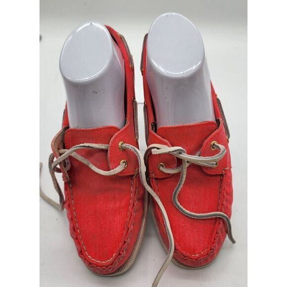 Sperry Top-Sider J.Crew Coral Canvas Boat Shoes Women's Size 7 - Picture 6 of 10